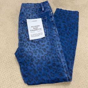 FRAME Ali Rise High Cigarette Jeans in Leopard Sz 27